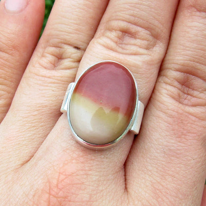 Mookaite Jasper Oval Classic Sterling Silver Ring US 7.5 SS-066