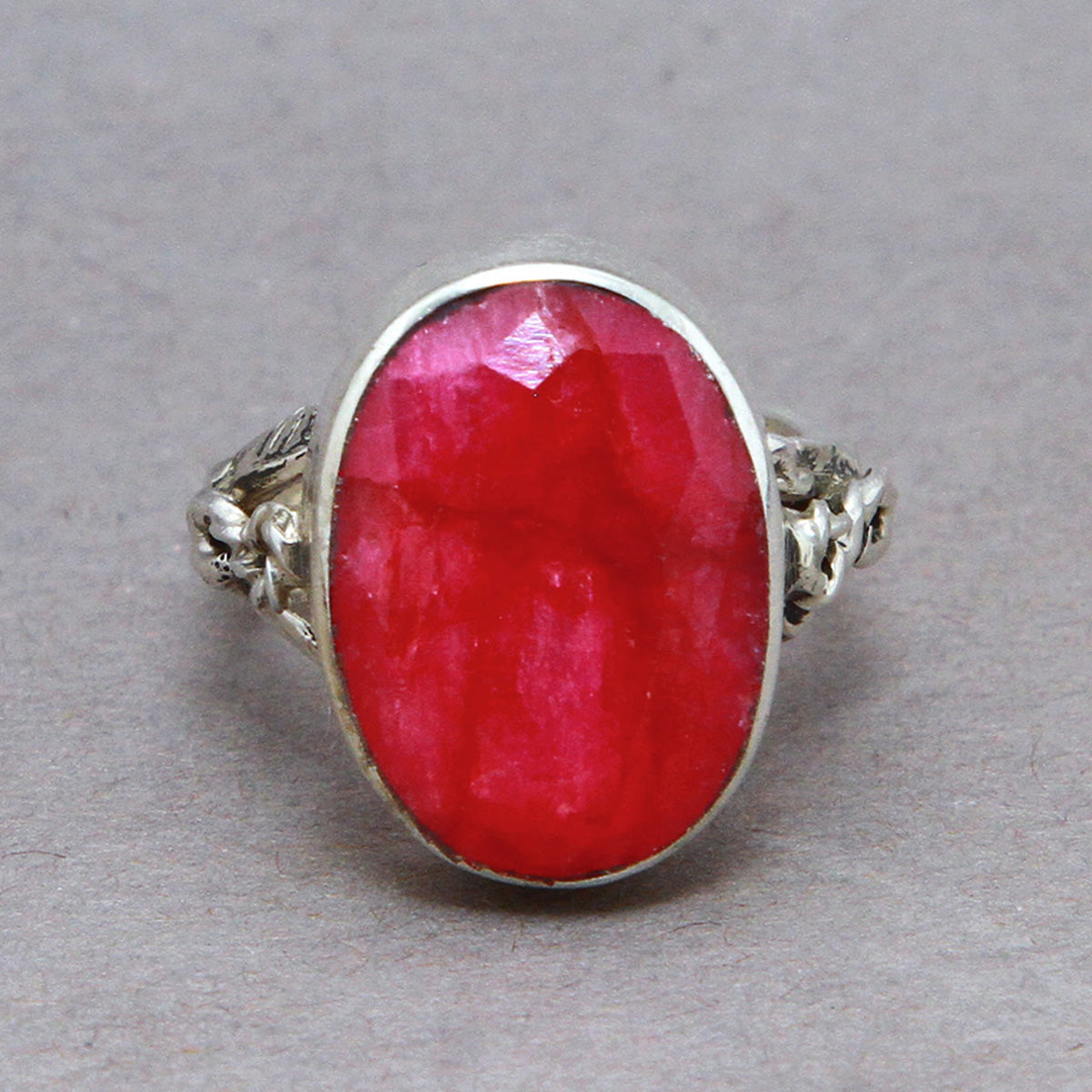 Ruby Oval Infinity Sterling Silver Ring US 6 SS-068