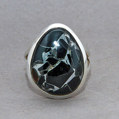 Black Copper Onyx Classic Sterling Silver Ring US 7.5 SS-069