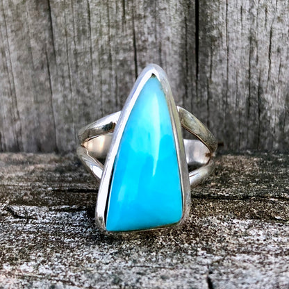 Larimar Triangular Classic Sterling Silver Ring US 7.5 SS-073