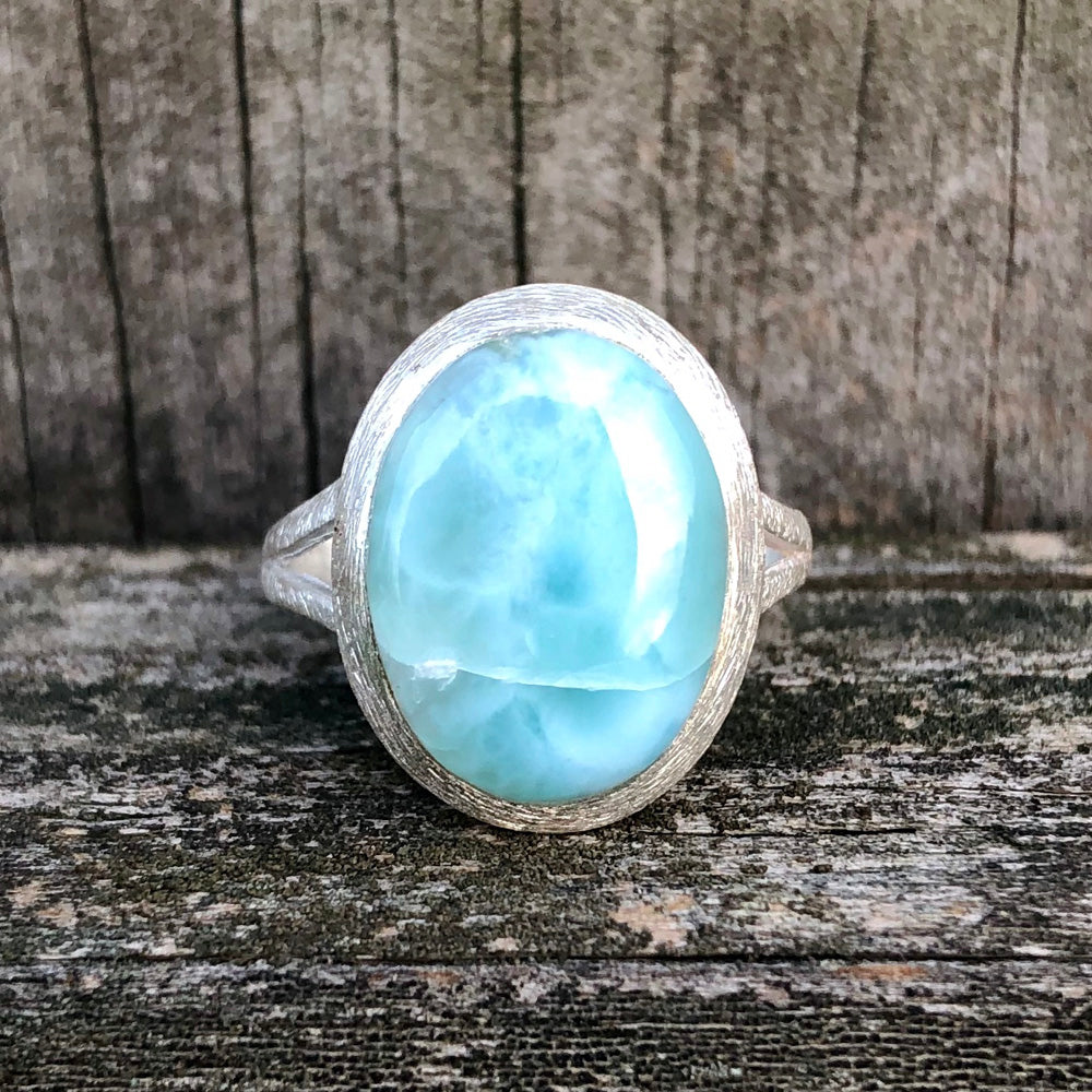 Larimar Oval Classic Sterling Silver Ring US 8.5 SS-085