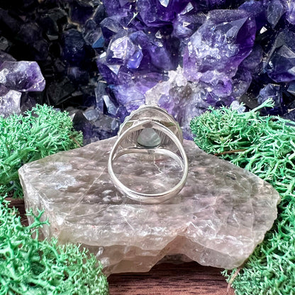 Prehnite Teardrop Infinity Sterling Silver Ring US 6 SS-099