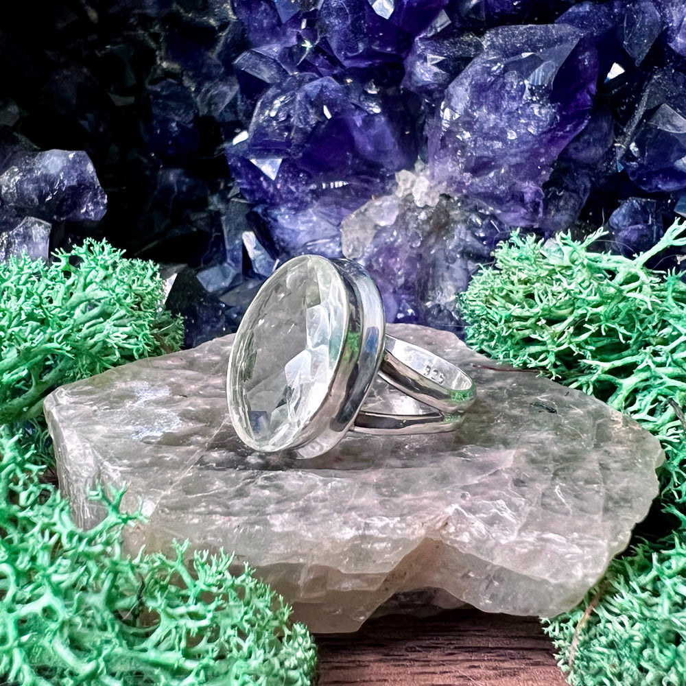 Prasiolite Oval Classic Sterling Silver Ring US 6.5 SS-114