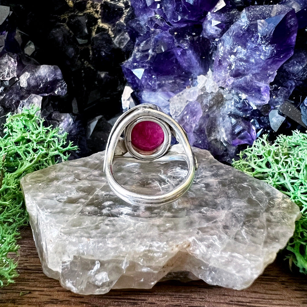 Ruby Oval Nature Sterling Silver Ring US 6.5 SS-134