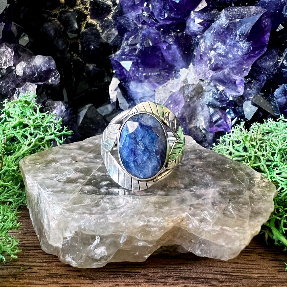 Sapphire Oval Nature Sterling Silver Ring US 6.5 SS-135